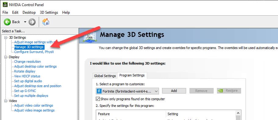 Nvidia Control Panel Manage 3d Settings